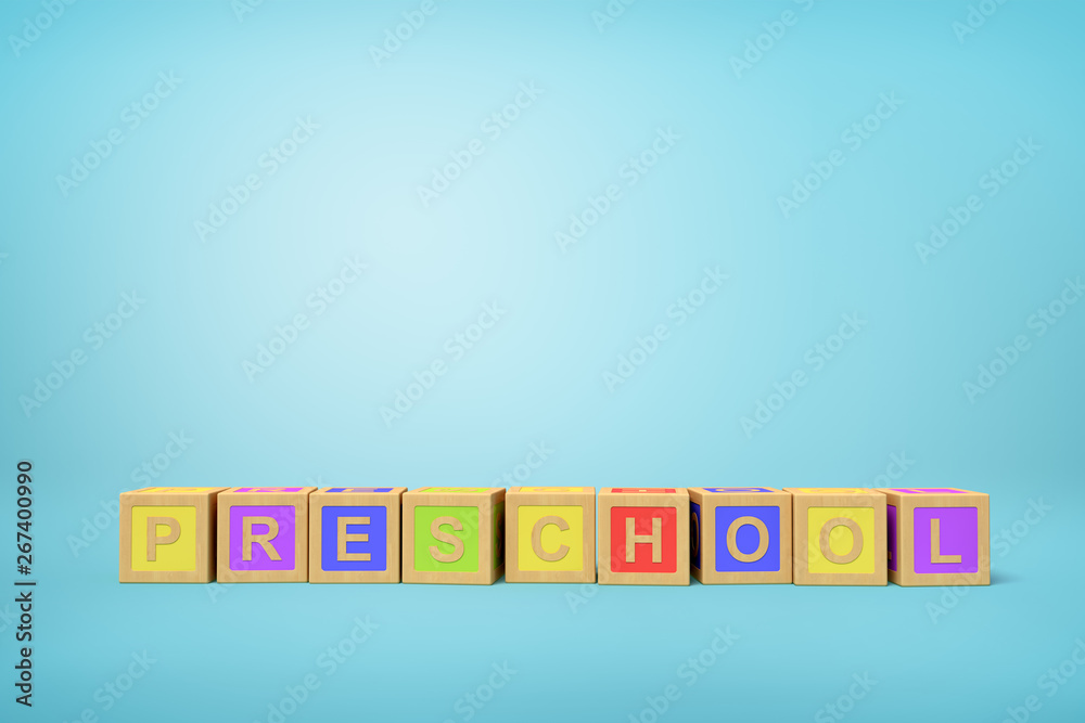 3d rendering of alphabet toy blocks on blue background. 3d rendering of alphabet toy blocks on blue background.