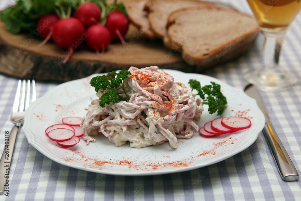 Wurstsalat mit Mayonnaise Stock Photo | Adobe Stock