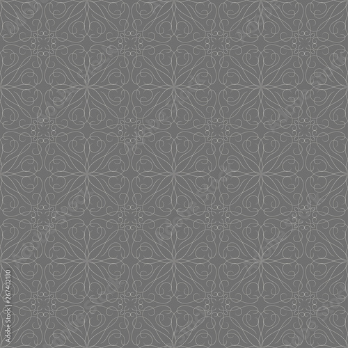 Beige & white monochromatic ornamental seamless vector pattern