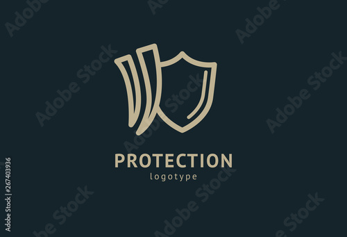 Shield icon. Vector flat style illustration Abstract business security Agency logo template. Logo concept of antivirus, protection, insurance, privacy, guard.