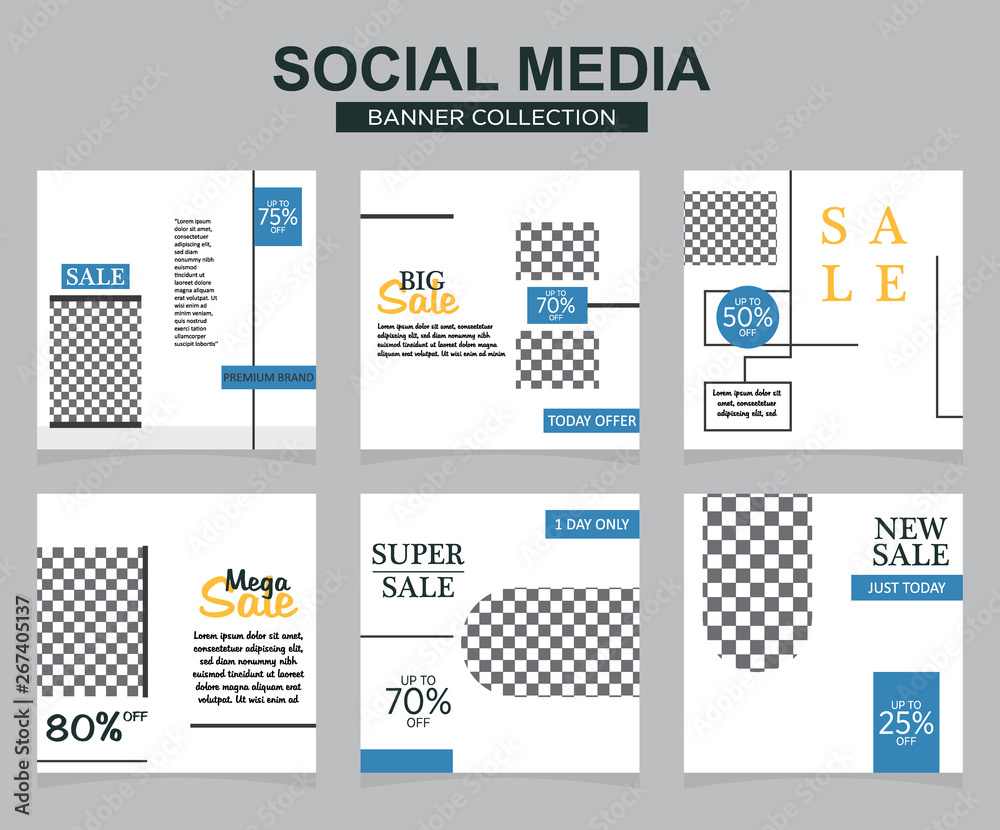 6 Slides modern Social Media banner Template. Promotional square web banner for social media. Banner template designs. 6 Slides modern Social Media banner Template. Promotional square web banner for social media. Banner template designs.
