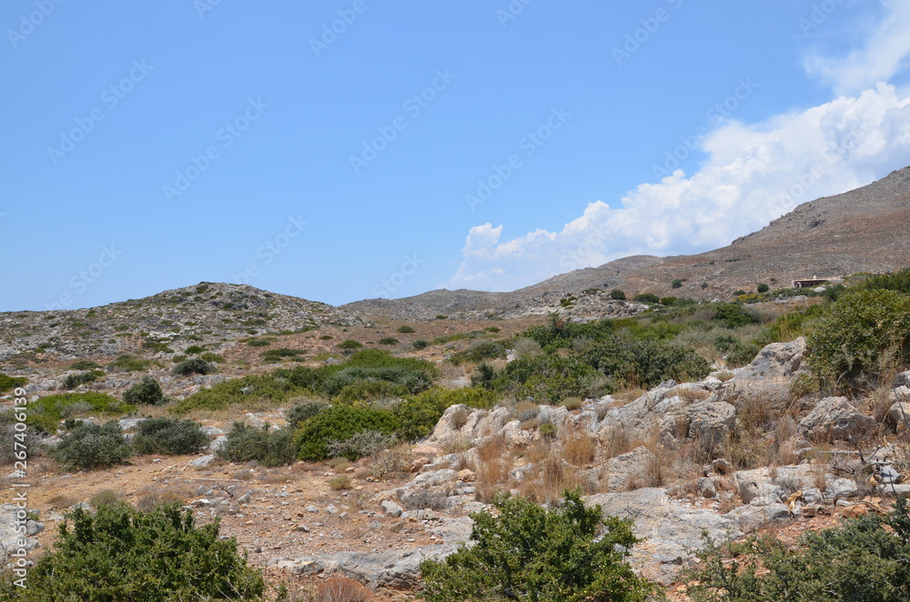Greece Crete landscape mountains road panorama sea shore sun beach Greece Crete landscape mountains road panorama sea shore sun beach
