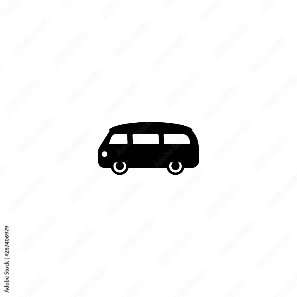 Van black silhouette. Minibus vector line icon isolated on white background. Van black silhouette. Minibus vector line icon isolated on white background.