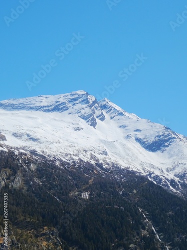 View of the Italian Alps on a sunny day near the town of Macugnaga - April 2019