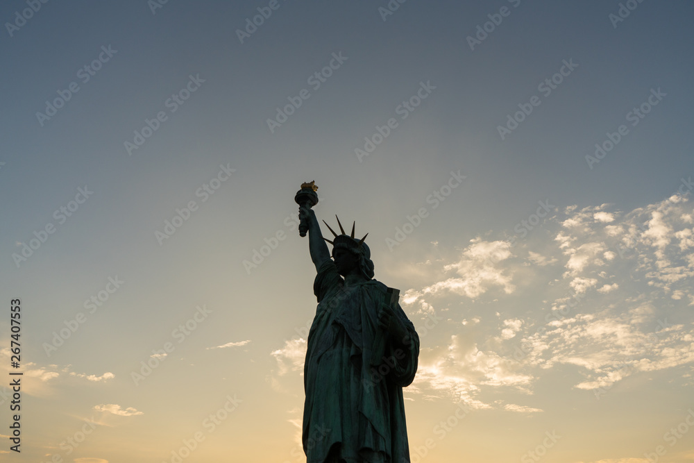 Fototapeta premium Statue of liberty on background of evening sky.