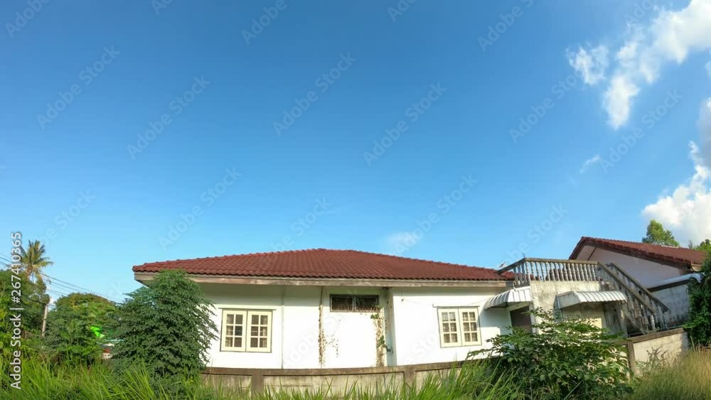 Time lapse,sky beautiful cloud scape white fluffy clouds over blue sky.