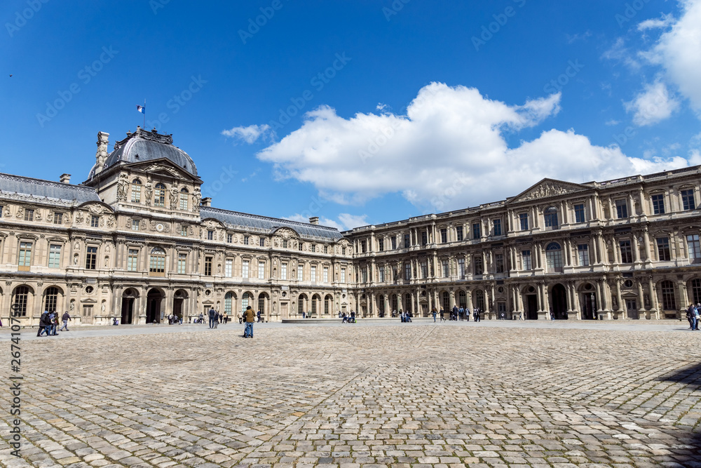 The Cour Carrée (square courtyard) of the Louvre Palace in Paris.