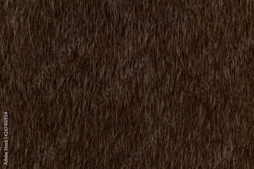Abstract dark brown animal hair texture background. Close up detail of artificial horse fur skin. Natural wildlife concept
