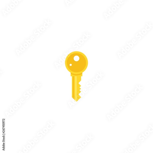gold key icon. Vector illustration isolated on white. Home