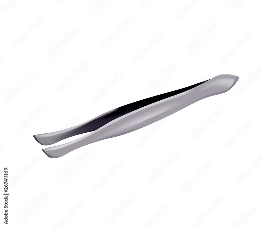 Metal tweezers on white. Realistic illustration Metal tweezers on white. Realistic illustration