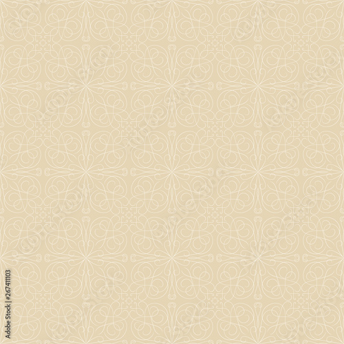 Beige & white monochromatic ornamental seamless vector pattern