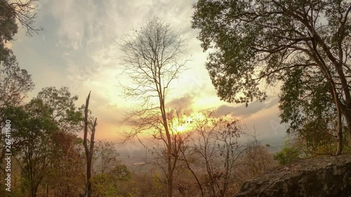 The sun in the evening on the mountain,timelapse