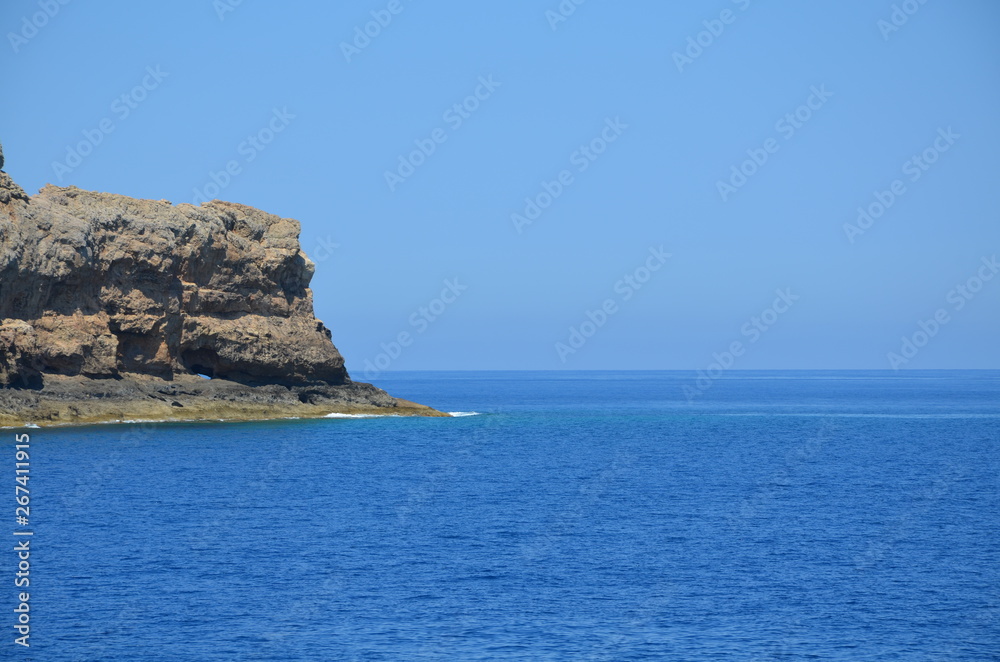 Greece Crete landscape mountains road panorama sea shore sun beach