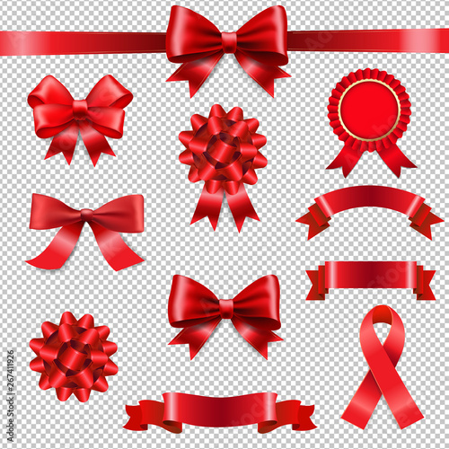 Big Set Ribbon Bow Transparent Background