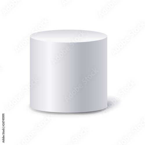 White Cylinder Isolated White Background
