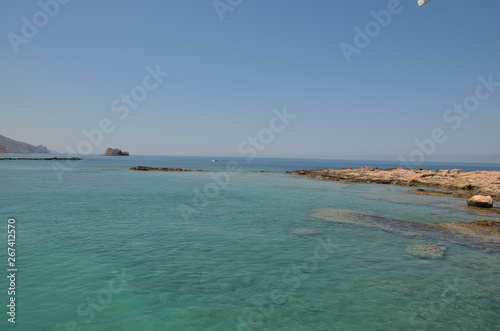 Greece Crete landscape mountains road panorama sea shore sun beach