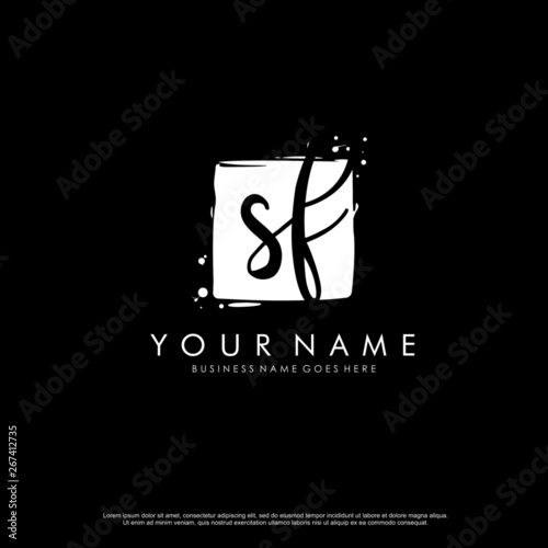 S F SF initial square logo template vector