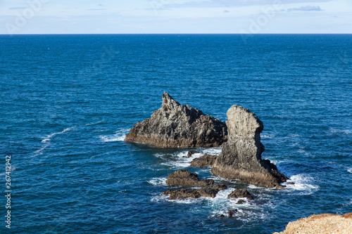 The rocks and cliffs in the ocean of the famous island Belle Ile en Mer in France