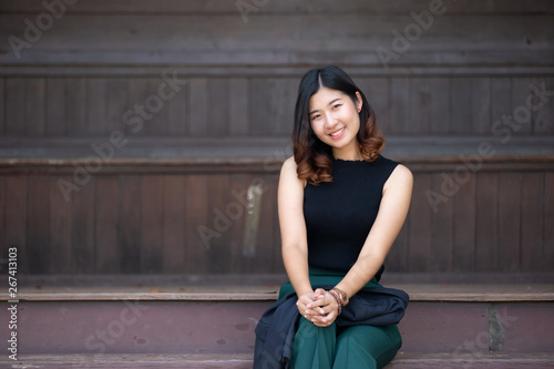 Portrait Of Asian young cute Woman Smiling