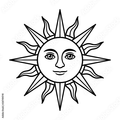 Vintage sun with face