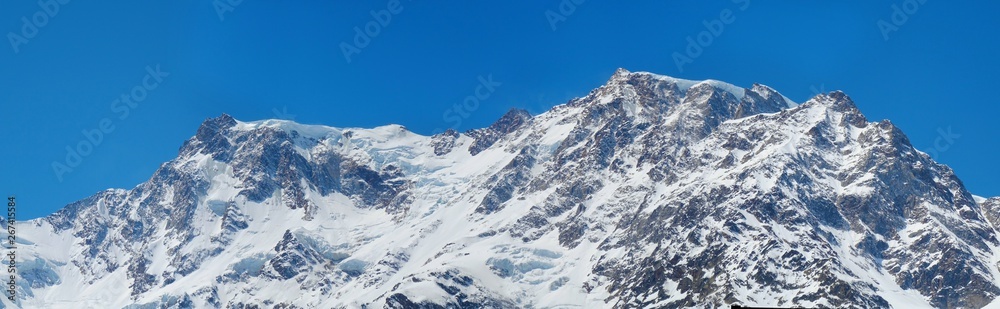 Panoramic view of the Monte Rosa with its glacier, in the northern Italian Alps - May 2019