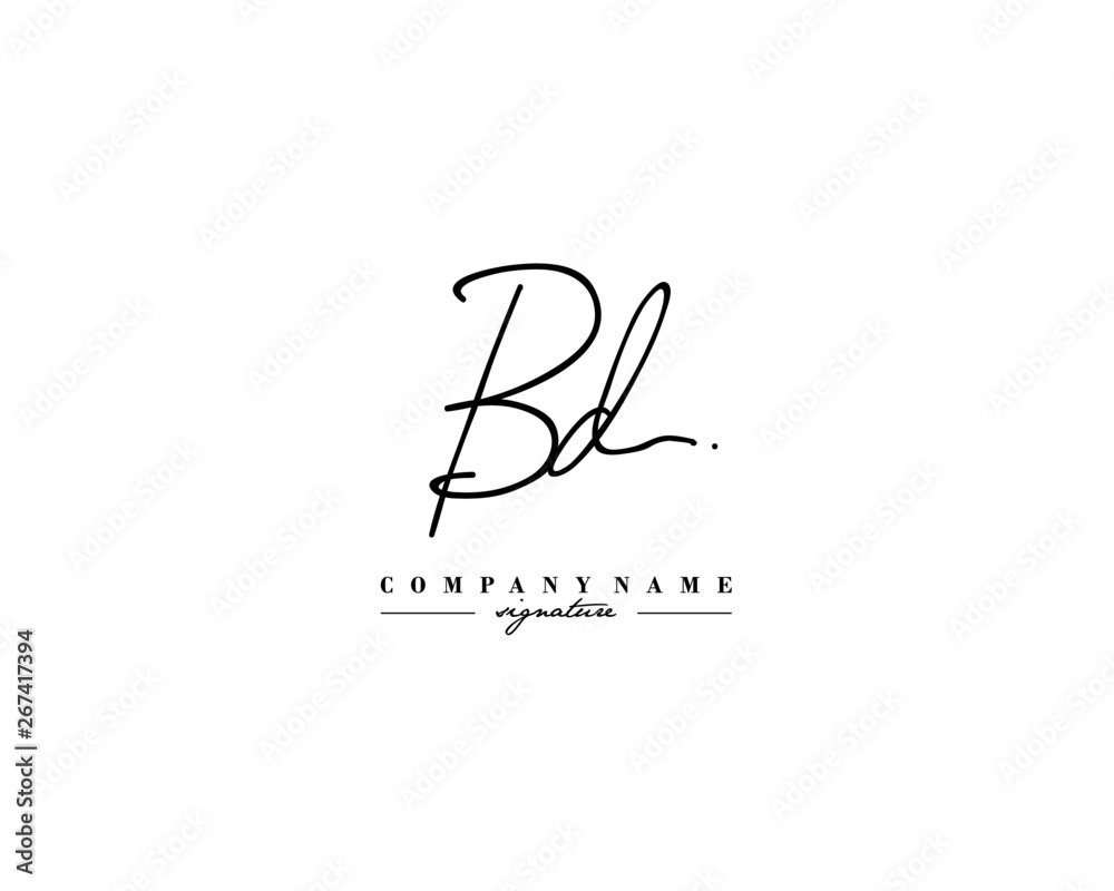 B D BD Signature initial logo template vector