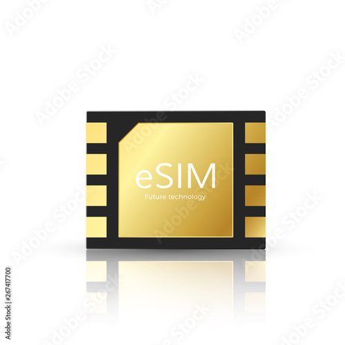ESIM modern and tetechnology of future. Embedded SIM card icon symbol concept. gsm phone mobile network simcard. vector illustration