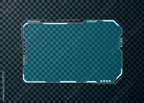 HUD futuristic user interface screen element. Abstract control panel layout design. Sci fi virtual tech display. Vector illustration isolated on transparent background