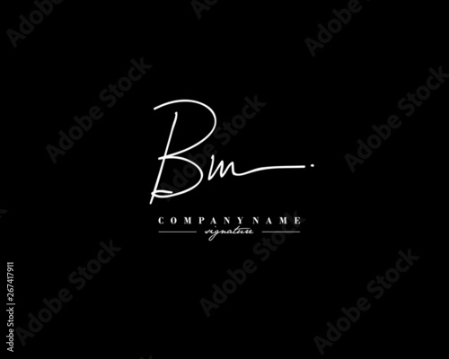 B M BM Signature initial logo template vector