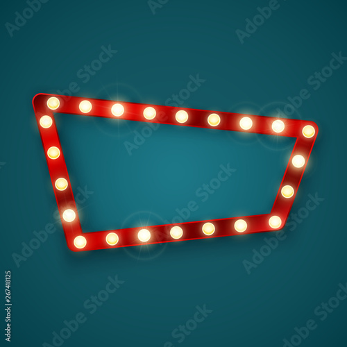 Retro banner sign. Signboard in a motel or casino advertising. Vector illustration