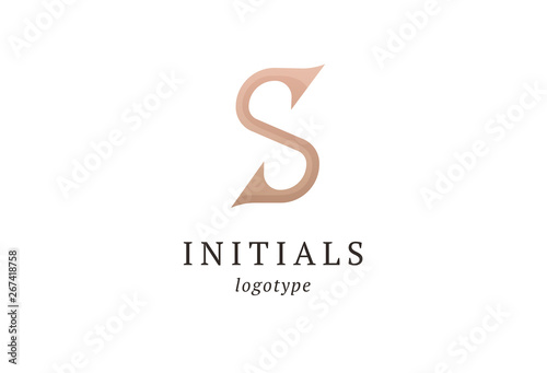 Letter S vector logo. Vintage Insignia and Logotype. Business sign, identity, label, badge initials. Monogram design elements, graceful template. Calligraphic elegant logo design