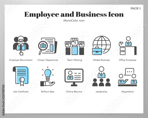 Employee and business icons MonoColor pack