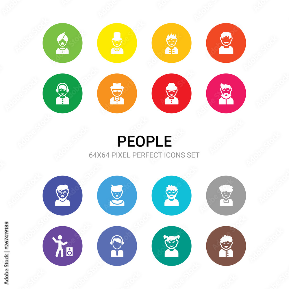 16 people vector icons set included little boy face, little girl face, male user manager face, man dancing, man curly hair and moustache, man with beard, with beret and goatee, with glasses and 16 people vector icons set included little boy face, little girl face, male user manager face, man dancing, man curly hair and moustache, man with beard, with beret and goatee, with glasses and