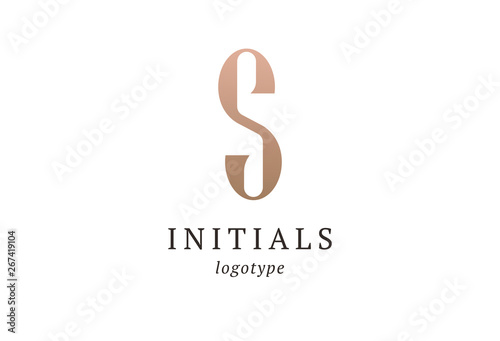 Letter S vector logo. Vintage Insignia and Logotype. Business sign, identity, label, badge initials. Monogram design elements, graceful template. Calligraphic elegant logo design