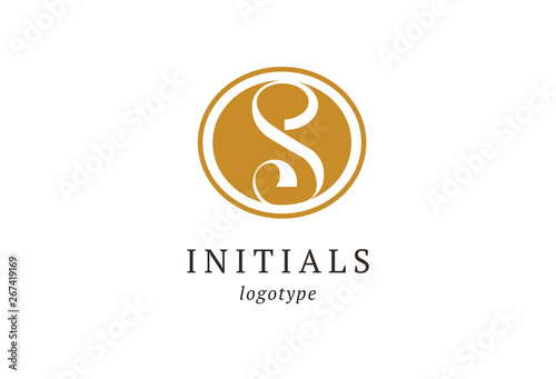 Letter S vector logo. Vintage Insignia and Logotype. Business sign, identity, label, badge initials. Monogram design elements, graceful template. Calligraphic elegant logo design