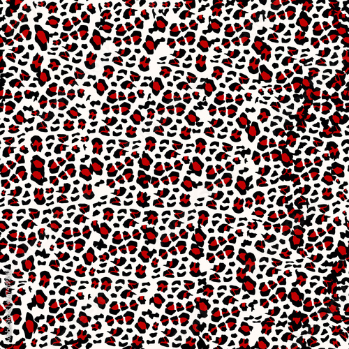 Leopard pattern. Seamless vector print. Realistic animal texture. Black and red spots on a beige background. Abstract repeating pattern - leopard skin imitation can be painted on clothes or fabric. 