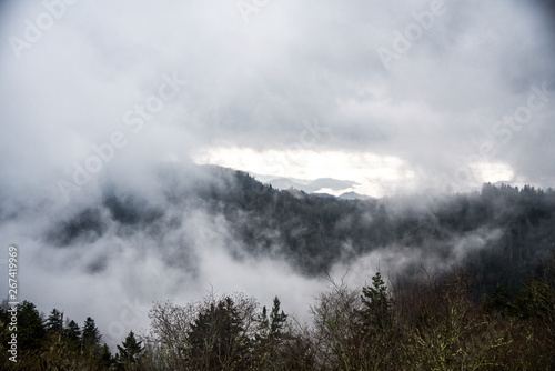 Cloudy Day in Great Smoky Mountains National Park on the Border of Tennessee and North Carolina 