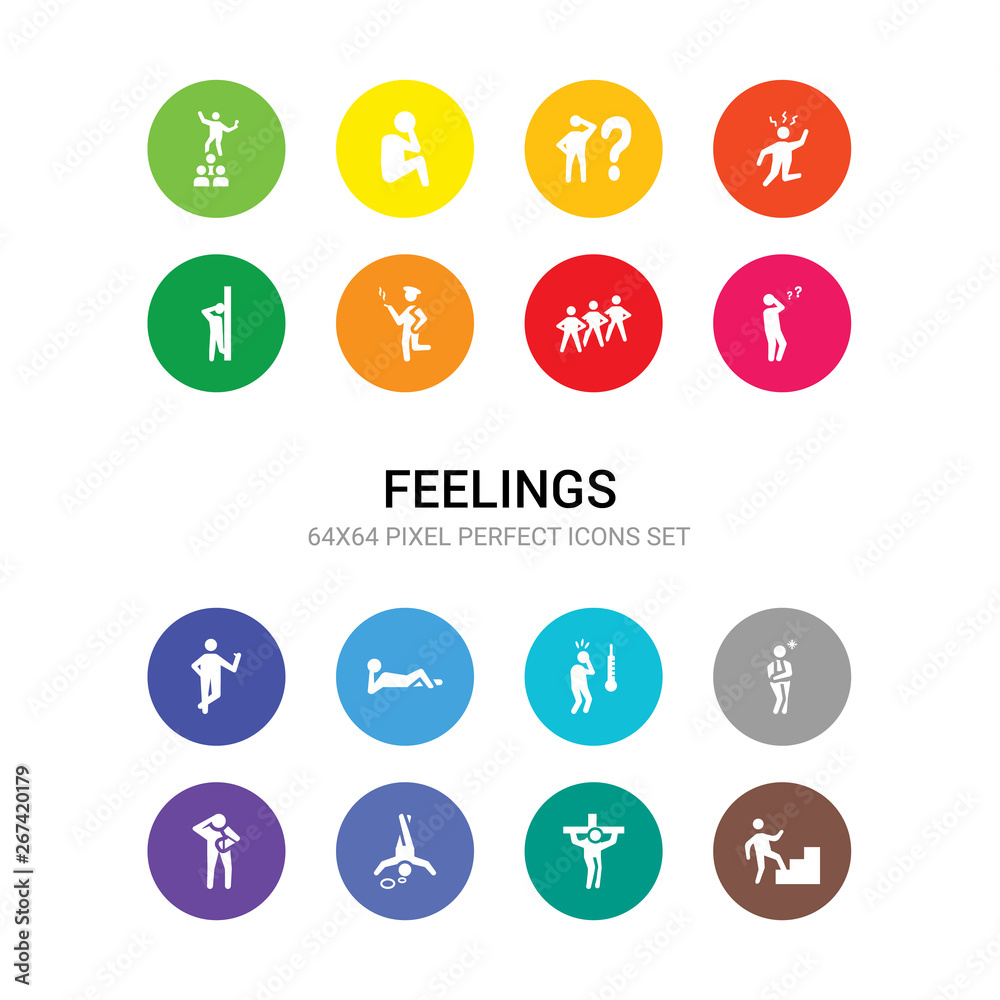 16 feelings vector icons set included blah human, blessed human, bo human, broken chill cold comfortable confident confused content cool icons 16 feelings vector icons set included blah human, blessed human, bo human, broken chill cold comfortable confident confused content cool icons