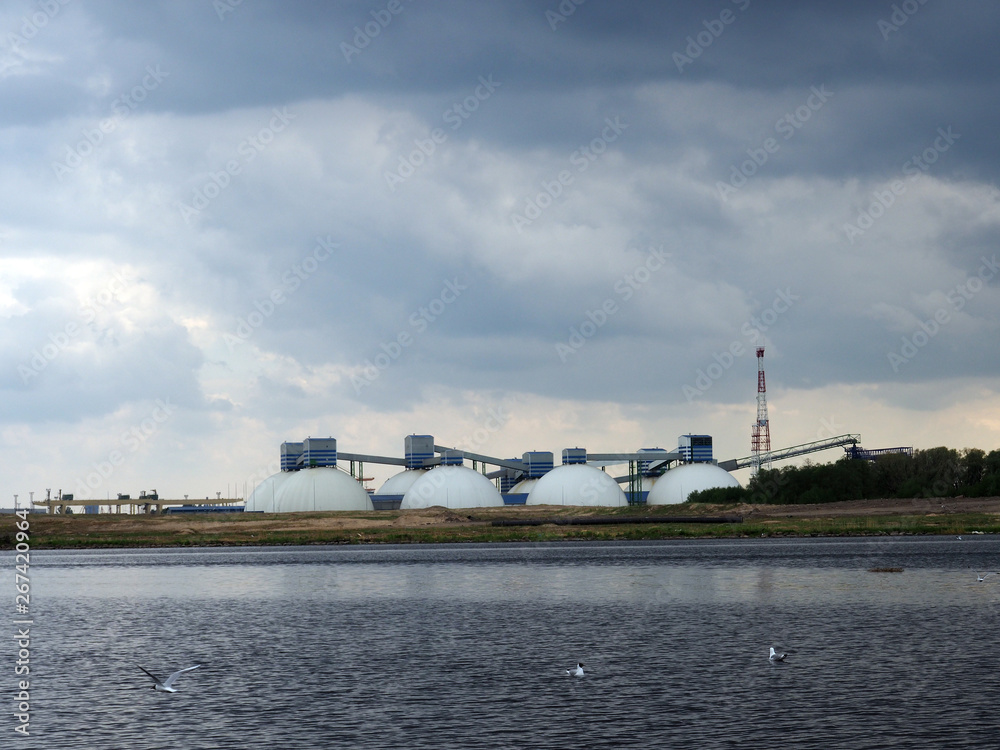 Fototapeta premium industrial building on the river bank