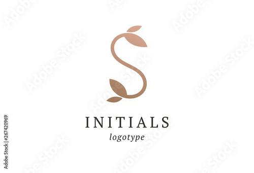 Letter S vector logo. Vintage Insignia and Logotype. Business sign, identity, label, badge initials. Monogram design elements, graceful template. Calligraphic elegant logo design