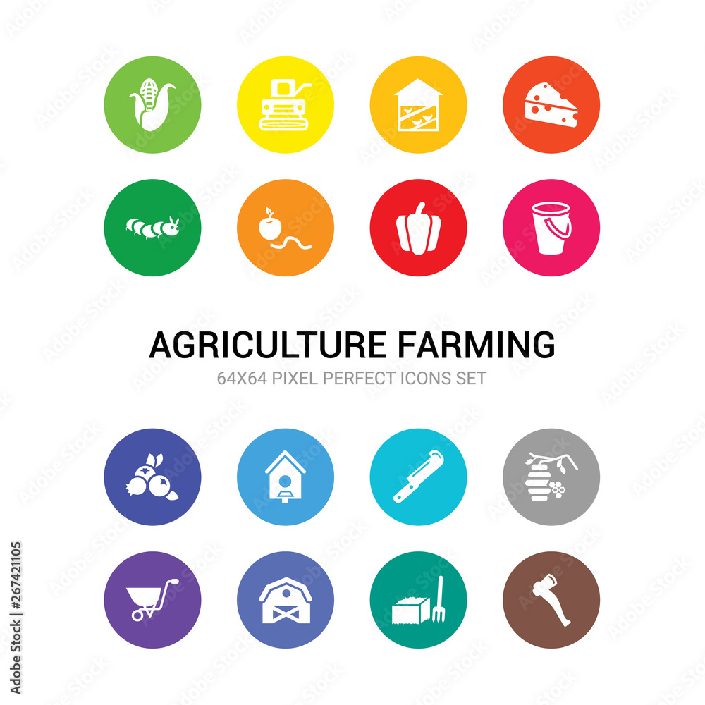16 agriculture farming vector icons set included axe, bale, barn, barrow, beehive, billhook, bird house, berry, bucket, capsicum, worm icons 16 agriculture farming vector icons set included axe, bale, barn, barrow, beehive, billhook, bird house, berry, bucket, capsicum, worm icons