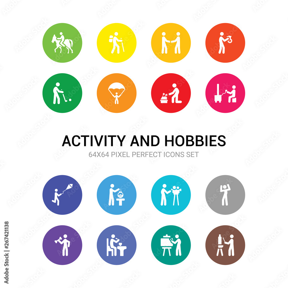 16 activity and hobbies vector icons set included drawing, easel, eating, exercising, failure, film making, fish bowl, flying a kite, game playing, gardening, gliding parachutist icons 16 activity and hobbies vector icons set included drawing, easel, eating, exercising, failure, film making, fish bowl, flying a kite, game playing, gardening, gliding parachutist icons