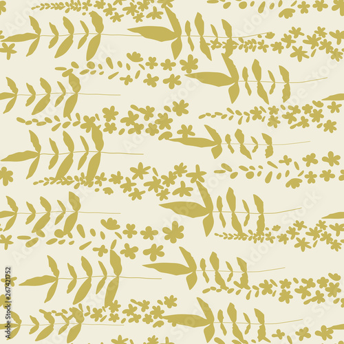  Floral vector seamless pattern. Simple stylized flowers and leaves background made with clipping mask for easy editing.