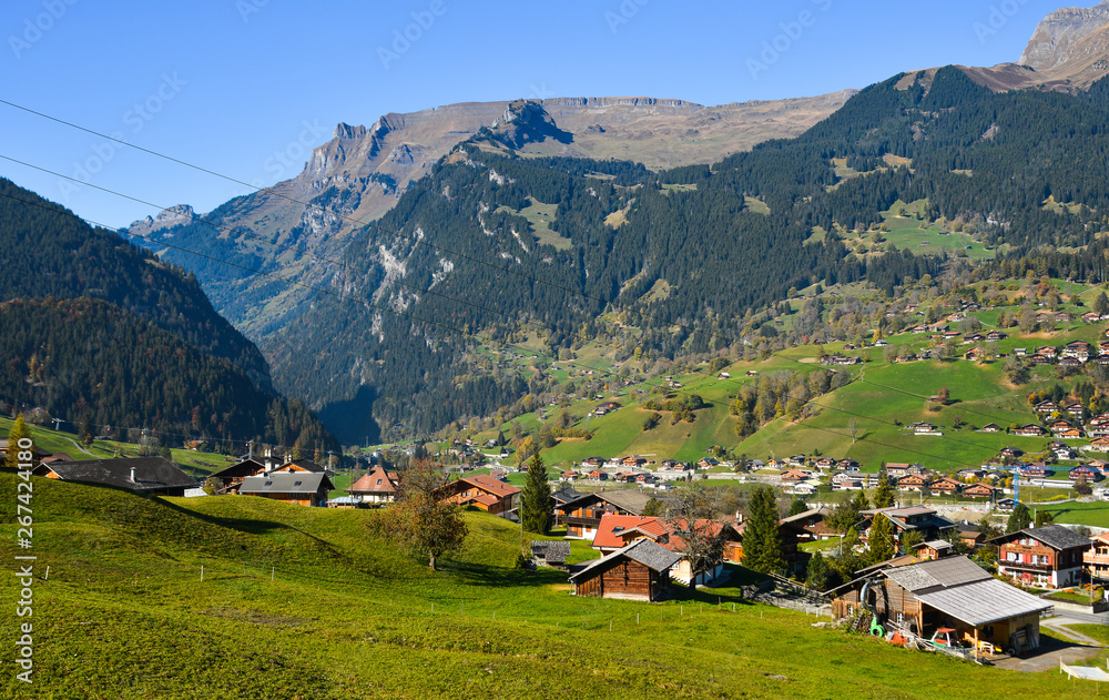 Mountain town in Grindelwald, Switzerland