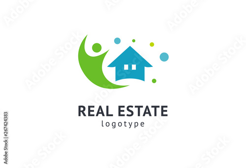 Abstract real estate agent logo icon vector design. Rent, sale of real estate vector logo, House cleaning, home security, real estate auction. Vector building logo concept.