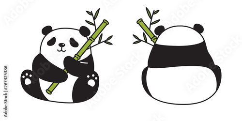 Bear vector panda icon polar bear bamboo food logo teddy cartoon character symbol illustration doodle