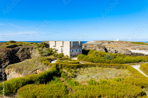 Obraz na plátne Fort Sarah Bernhardt and the Poulains lighthouse at Belle-Île-en-Mer in Brittany