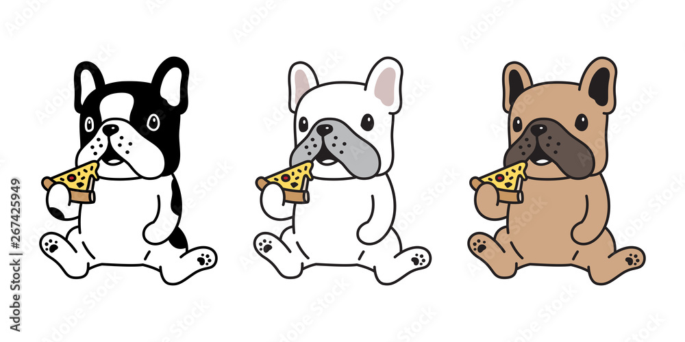 dog vector french bulldog icon pizza eating cartoon character puppy logo illustration doodle Stock Adobe Stock