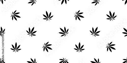 Marijuana seamless pattern vector weed cannabis leaf repeat wallpaper tile background scarf isolated plant white © CNuisin