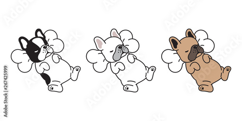 dog vector french bulldog icon sleeping bone pillow cartoon character puppy logo illustration doodle